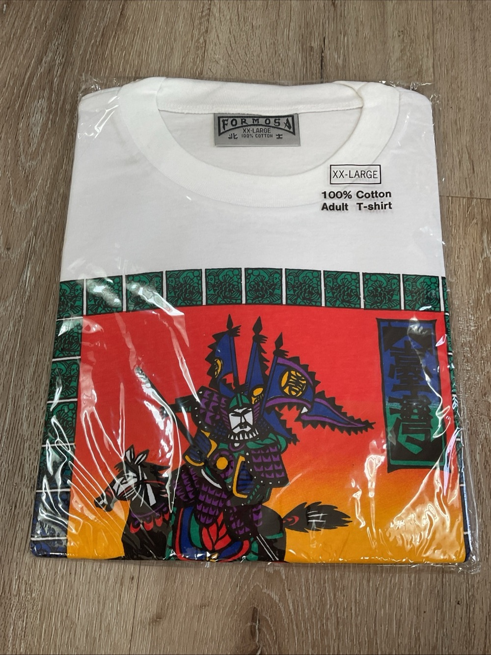 Formosa - White Graphic Short-Sleeve Tee with Multicolor Samurai Print